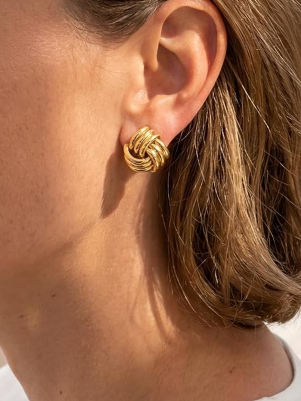 Gold Knot Stud Earrings - Elegant Women’s Jewelry